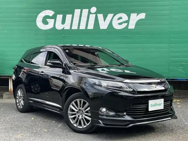 トヨタ ハリアー プレミアム 東京都 2015(平27)年 6万km ブラック ワンオーナー/純正エアロF/R/ALPINE製ナビ（EX900）/・フルセグTV/Bluetoothオーディオ/DVD/ALPINE製フリップダウンモニター（TMX-RM905）/ドライブレコーダー(CSD-790FHG)/パワーバックドア/クルーズコントロール/純正アルミホイール18インチ/合皮ハーフレザーシート/純正フロアマット/保証書/取扱説明書/スペアキー