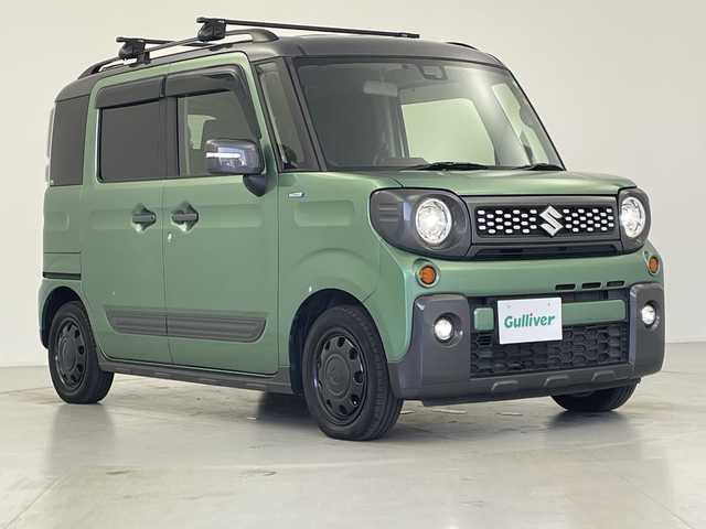 スズキ スペーシア ギア HYBRID XZ 愛知県 2020(令2)年 3.8万km ツールグリーンパールメタリック/ガンメタリック2トーンルーフ 純正SDナビ(CN-RZ833)/【フルセグTV/CD/DVD/SD/Bluetooth】/両側パワースライドドア/衝突被害軽減ブレーキ/レーンキープアシスト/車両接近通報装置/コーナーセンサー/前席シートヒーター/オートLEDライト/オートマチックハイビーム/ETC/横滑り防止装置/盗難防止装置/アイドリングストップ/プッシュスタート/スマートキー/純正フロアマット/ベンチシート/ルーフレール/ルーフキャリア