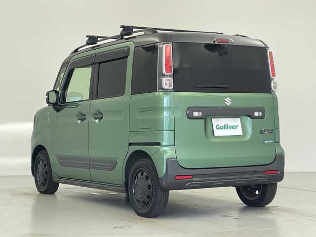 スズキ スペーシア ギア HYBRID XZ 愛知県 2020(令2)年 3.8万km ツールグリーンパールメタリック/ガンメタリック2トーンルーフ 純正SDナビ(CN-RZ833)/【フルセグTV/CD/DVD/SD/Bluetooth】/両側パワースライドドア/衝突被害軽減ブレーキ/レーンキープアシスト/車両接近通報装置/コーナーセンサー/前席シートヒーター/オートLEDライト/オートマチックハイビーム/ETC/横滑り防止装置/盗難防止装置/アイドリングストップ/プッシュスタート/スマートキー/純正フロアマット/ベンチシート/ルーフレール/ルーフキャリア