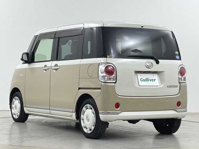 ダイハツ ムーヴ キャンバス X メイクアップ リミテッド SAⅢ 道東・釧路十勝 2018(平30)年 5.2万km パールホワイトⅢ/ナチュラルベージュマイカメタリック 2トーン ・4WD /スマートアシスト/・純正ナビ/・BT/DVD/CD/SD/フルセグ/・パノラマモニター/・両側パワースライドドア/・オートライト/・オートマチックハイビーム/・革調シートカバー/・スマートキー/・プッシュスタート/・アイドリングストップ