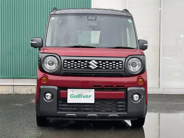 スズキ スペーシア ギア HYBRID XZ 福岡県 2019(令1)年 3.8万km フェニックスレッドパール/ガンメタリック2トーンルーフ ワンオーナー/純正8型ナビ/フルセグTV/両側パワースライドドア/全方位モニター/ドライブレコーダー/ビルトインETC/セーフティサポート/・衝突被害軽減ブレーキ/・前後誤発進抑制/・車線逸脱警報/・ハイビームアシスト/・先行車発進お知らせ/・リアパーキングセンサー/LEDヘッドランプ/革巻きステアリング/前席シートヒーター/社外14インチアルミホイール/キーレスプッシュスタート/禁煙車