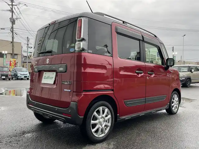 スズキ スペーシア ギア HYBRID XZ 福岡県 2019(令1)年 3.8万km フェニックスレッドパール/ガンメタリック2トーンルーフ ワンオーナー/純正8型ナビ/フルセグTV/両側パワースライドドア/全方位モニター/ドライブレコーダー/ビルトインETC/セーフティサポート/・衝突被害軽減ブレーキ/・前後誤発進抑制/・車線逸脱警報/・ハイビームアシスト/・先行車発進お知らせ/・リアパーキングセンサー/LEDヘッドランプ/革巻きステアリング/前席シートヒーター/社外14インチアルミホイール/キーレスプッシュスタート/禁煙車