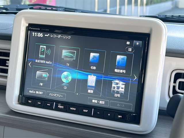 スズキ ラパン X 広島県 2024(令6)年 1.1万km テラコッタピンクメタリック/ソフトベージュ 2トーン 禁煙車/フルタイム４WD/デュアルカメラブレーキサポート/車線逸脱警報/オートハイビーム/純正８型ナビ（CN-FZ896）/・フルセグTV/・CD/Bluetooth/SD/REC/USB/全方位モニター/ステアリングスイッチ/革巻きステアリング/オートライト/D/Nシートヒーター/LEDヘッドライト/コーナーセンサー/電動格納ミラー/スマートキー/プッシュスタート/スペアキー/純正前後ドライブレコーダー/ETC/純正ドアバイザー/純正14インチアルミホイール