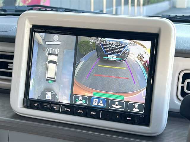 スズキ ラパン X 広島県 2024(令6)年 1.1万km テラコッタピンクメタリック/ソフトベージュ 2トーン 禁煙車/フルタイム４WD/デュアルカメラブレーキサポート/車線逸脱警報/オートハイビーム/純正８型ナビ（CN-FZ896）/・フルセグTV/・CD/Bluetooth/SD/REC/USB/全方位モニター/ステアリングスイッチ/革巻きステアリング/オートライト/D/Nシートヒーター/LEDヘッドライト/コーナーセンサー/電動格納ミラー/スマートキー/プッシュスタート/スペアキー/純正前後ドライブレコーダー/ETC/純正ドアバイザー/純正14インチアルミホイール