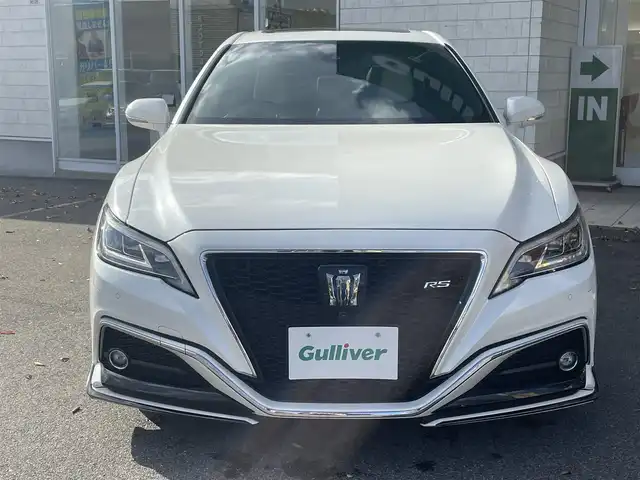 トヨタ クラウン ハイブリッド RS 鳥取県 2018(平30)年 7.5万km ホワイトパールクリスタルシャイン トヨタセーフティセンス/モデリスタエアロ/モデリスタ19AW/サンルーフ/白本革シート/・前席パワーシート/シートヒーター/ベンチレーション/ハンドルヒーター/メーカーナビ/・フルセグ/Bluetooth/CD/DVD/全方位モニター/スマートキー/プッシュスタート/ビルトインETC2.0/レーダークルーズコントロール/ブランドスポットモニター/ヘッドアップディスプレイ/オートホールド/ABS/W＆サイドエアバック/カーテンエアバック/LEDヘッドライト/オートライト/オートマチックハイビーム