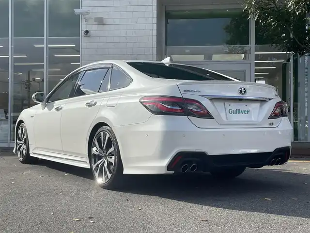 トヨタ クラウン ハイブリッド RS 鳥取県 2018(平30)年 7.5万km ホワイトパールクリスタルシャイン トヨタセーフティセンス/モデリスタエアロ/モデリスタ19AW/サンルーフ/白本革シート/・前席パワーシート/シートヒーター/ベンチレーション/ハンドルヒーター/メーカーナビ/・フルセグ/Bluetooth/CD/DVD/全方位モニター/スマートキー/プッシュスタート/ビルトインETC2.0/レーダークルーズコントロール/ブランドスポットモニター/ヘッドアップディスプレイ/オートホールド/ABS/W＆サイドエアバック/カーテンエアバック/LEDヘッドライト/オートライト/オートマチックハイビーム