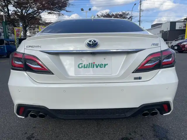トヨタ クラウン ハイブリッド RS 鳥取県 2018(平30)年 7.5万km ホワイトパールクリスタルシャイン トヨタセーフティセンス/モデリスタエアロ/モデリスタ19AW/サンルーフ/白本革シート/・前席パワーシート/シートヒーター/ベンチレーション/ハンドルヒーター/メーカーナビ/・フルセグ/Bluetooth/CD/DVD/全方位モニター/スマートキー/プッシュスタート/ビルトインETC2.0/レーダークルーズコントロール/ブランドスポットモニター/ヘッドアップディスプレイ/オートホールド/ABS/W＆サイドエアバック/カーテンエアバック/LEDヘッドライト/オートライト/オートマチックハイビーム