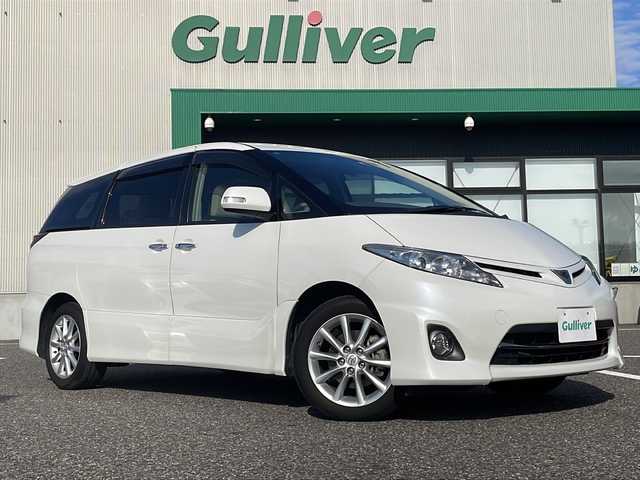 トヨタ エスティマ アエラス Gエディション 島根県 2011(平23)年 8.7万km ホワイトパールクリスタルシャイン 純正ナビ/フルセグTV/CD/DVD/Bluetooth接続/純正フリップダウンモニター/バックカメラ/両側パワースライドドア/オットマン/ＭＴモード付きＡＴ/ビルトインETC/クルーズコントロール/プッシュスタート