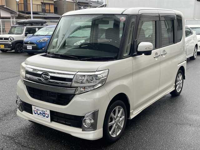 ダイハツ タント カスタム X SA 愛知県 2014(平26)年 9.1万km パールホワイトⅢ (株)IDOMが運営する【じしゃロン豊川店】の自社ローン専用車両になります。こちらは現金またはオートローンご利用時の価格です。自社ローンご希望の方は別途その旨お申付け下さい/ 純正ディーラーナビ/　◯ ワンセグTV/　◯ BT対応/ バックカメラ/ 片側パワースライドドア/ 衝突被害軽減システム/ ETC/ プッシュスタート/ オートライト/ ドアバイザー/ フロアマット
