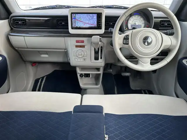 スズキ ラパン モード 福岡県 2020(令2)年 1.5万km ノクターンブルーパール/ホワイト 2トーンルーフ ワンオーナー/純正メモリーナビ【CN-RZ753W】/　(AM/FM/CD/DVD/Bluetooth/iPod/フルセグTV)/バックカメラ/アラウンドビューカメラ/スズキセーフティーサポート/・横滑り防止装置/・車線逸脱防止装置/・リアパーキングセンサー/・デュアルセンサーブレーキサポート/オートライト/シートヒーター（D/N）/ビルトインETC/前方ドライブレコーダー/nanoe付エアコン/社外防眩サイドミラー/純正サイドミラー（積載）/純正フロアマット/盗難防止装置/ISOFIX/電源ソケット×1/USB端子×1/スペアキー×1/保証書/取扱説明書