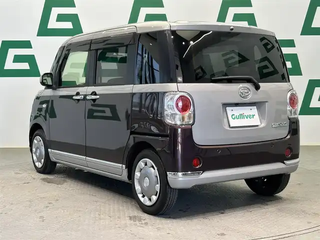 ダイハツ ムーヴ キャンバス G メイクアップ リミテッド　SAⅢ 鹿児島県 2020(令2)年 1.8万km スムースグレーマイカメタリック/プラムブラウンクリスタルマイカ 2トーン 純正SDナビ/（AM.FM.CD.DVD.Bluetooth.TV）/パノラミックビューモニター/両側パワースライドドア/社外ETC/スマートキー/スマートアシストIII/・衝突回避支援ブレーキ/・車線逸脱警報/・誤発進抑制制御、/・先行車発進お知らせ/・オートハイビーム/純正フロアマット/前方ドラレコ/ステアリングリモコン/LEDヘッドライト/ベンチシート