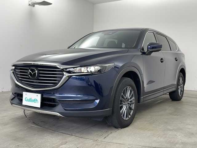 マツダ ＣＸ－８ 25S 兵庫県 2019(平31)年 4万km ディープクリスタルブルーマイカ ・純正SDナビ（フルセグ・DVD・CD・AUX・BT）/・ETC/・全方位カメラ/・車間認知支援システム/・スマートブレーキサポート/・スマートシティブレーキサポート/・ブラインドスポットモニター/・車線逸脱警報システム/・ドライバーアテンションアラート/・パーキングセンサー/・ハイビームコントロールシステム/・レーダークルーズコントロール/・LEDライト/・オートホールド/・オートワイパー/・左右独立エアコン/・MTモード付AT/・アイドリングストップ/・革巻きステアリング/・後席エアコン/・純正アルミホイール/・純正フロアマット/・ウインカーミラー/・スマートキー/・プッシュスタート/・W＋サイドエアバック