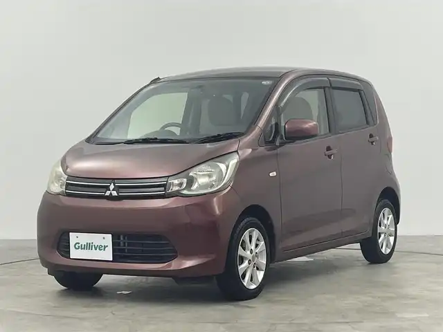 三菱 ｅＫワゴン G 群馬県 2013(平25)年 4.3万km チェリーブラウンパール 禁煙車　純正CDデッキ　アイドリングストップ　ヘッドライトレベライザー　電動格納ミラー　オートエアコン　プッシュスタート　スマートキー　純正フロアマット　純正アルミホイール　社外LEDヘッドライト