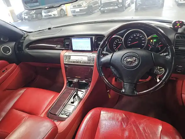 トヨタ ソアラ 430SCV ノーブルカラーED 長崎県 2005(平17)年 9.4万km コスモシルバー 純正ナビ/TV/マークレビンソンプレミアムサウンド/バックカメラ/クルーズコントロール/横滑り防止装置/HIDヘッドランプ/オートライト/オートエアコン/本木製/革巻きコンビステアリング/ステアリングスイッチ/ノーブルレッド革シート/前席パワーシート/ポジションメモリー/前席シートヒーター/社外18インチAWスタッドレス/リモコンキー/イモビライザー/オートアラーム/禁煙車