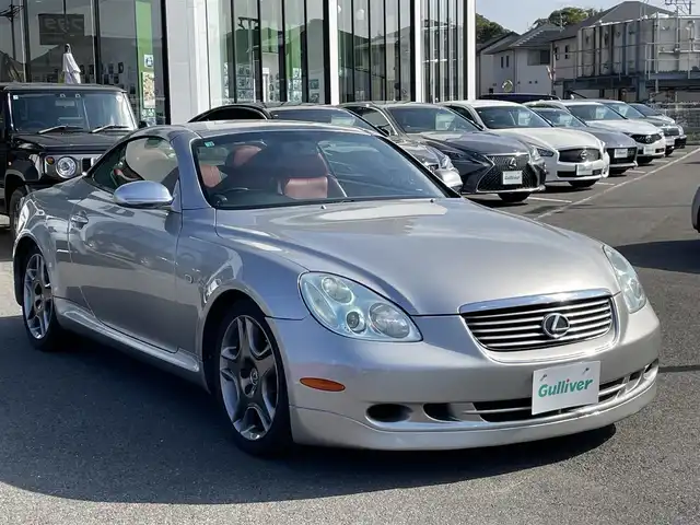 トヨタ ソアラ 430SCV ノーブルカラーED 長崎県 2005(平17)年 9.4万km コスモシルバー 純正ナビ/TV/マークレビンソンプレミアムサウンド/バックカメラ/クルーズコントロール/横滑り防止装置/HIDヘッドランプ/オートライト/オートエアコン/本木製/革巻きコンビステアリング/ステアリングスイッチ/ノーブルレッド革シート/前席パワーシート/ポジションメモリー/前席シートヒーター/社外18インチAWスタッドレス/リモコンキー/イモビライザー/オートアラーム/禁煙車