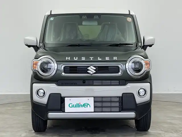 スズキ ハスラー HYBRID X 新潟県 2025(令7)年 0.1千km クールカーキパールメタリック/ソフトベージュメタリック HV　X　4WD　/全方位モニター付きナビゲーション/・CD/DVD/・Bluetooth/・フルセグTV/・スマートフォン連携/＝＝＝/セーフティサポート/・デュアルカメラブレーキサポート/・誤発進抑制機能/・車線逸脱警報/・ふらつき警報/・先行車発進お知らせ機能/・ハイビームアシスト/・標識認識機能/・後退時ブレーキサポート/・後方誤発進抑制機能/リアパーキングセンサー/シートヒーター/革巻きステアリング/ステアリングスイッチ/LEDヘッドライト/フォグランプ/オートライト/スマートキー＆プッシュスタート/スペアキー/電動格納ミラー/純正15インチAW/W/サイド/カーテンエアバッグ/取扱説明書/保証書