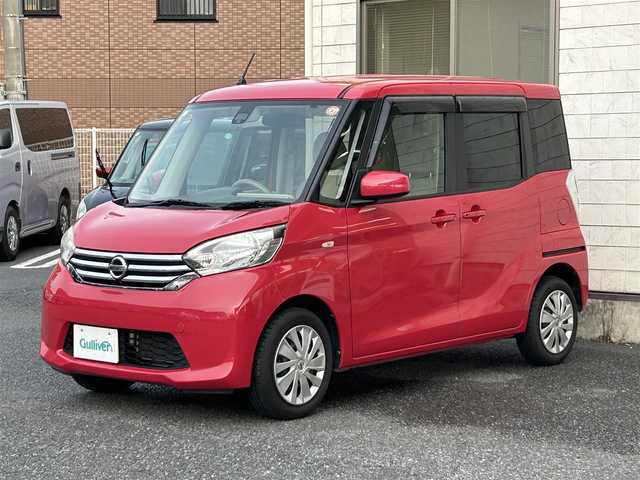 日産 デイズ ルークス X Vセレ +SeftyⅡ 福岡県 2015(平27)年 6.7万km アゼリアピンク ワンオーナー/純正メモリーナビ/　(AM/FM/CD/DVD/iPod/USB/Bluetooth/フルセグTV)/バックカメラ/アラウンドビューカメラ/ETC/盗難防止装置/安全装備/・エマージェンシーブレーキ/・横滑り防止装置/アイドリングストップ/フルフラットシート/ベンチシート/片側パワースライドドア/ヘッドランプレベライザー/純正フロアマット/ドアバイザー/プッシュスタート/ISOFIX/電格ミラー/電源ソケット/スペアキー×1/保証書/取扱説明書