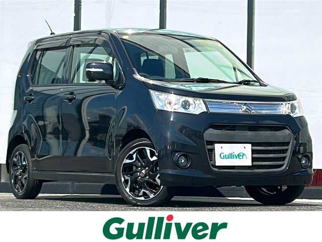 スズキ ワゴンＲ スティングレー T 山形県 2014(平26)年 8.7万km ブルーイッシュブラックパール3 社外ナビ/（CD/DVD/SD）/フルセグTV/パドルシフト/ステアリングスイッチ/アイドリングストップ/プッシュスタート/スマートキー/スペアキー1本/電動格納ミラー/オートライト/フォグランプ/社外アルミホイール/保証書/取扱説明書