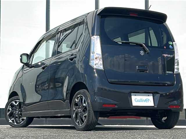 スズキ ワゴンＲ スティングレー T 山形県 2014(平26)年 8.7万km ブルーイッシュブラックパール3 社外ナビ/（CD/DVD/SD）/フルセグTV/パドルシフト/ステアリングスイッチ/アイドリングストップ/プッシュスタート/スマートキー/スペアキー1本/電動格納ミラー/オートライト/フォグランプ/社外アルミホイール/保証書/取扱説明書
