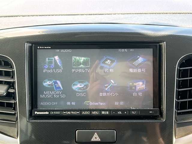 スズキ ワゴンＲ スティングレー T 山形県 2014(平26)年 8.7万km ブルーイッシュブラックパール3 社外ナビ/（CD/DVD/SD）/フルセグTV/パドルシフト/ステアリングスイッチ/アイドリングストップ/プッシュスタート/スマートキー/スペアキー1本/電動格納ミラー/オートライト/フォグランプ/社外アルミホイール/保証書/取扱説明書