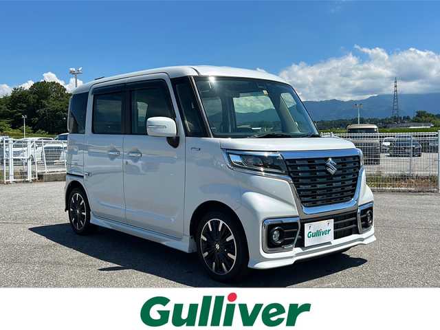 スズキ スペーシア カスタム HYBRID XS 富山県 2018(平30)年 4.2万km ピュアホワイトP 4WD/デュアルブレーキサポート/レーンキープアシスト/コーナーセンサー/社外SDナビ/フルセグ/バックカメラ/ドライブレコーダー/シートヒーター/両側パワースライドドア