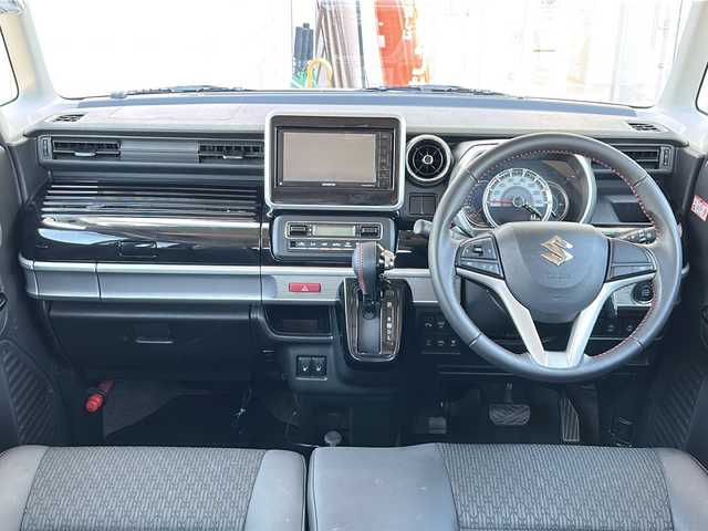 スズキ スペーシア カスタム HYBRID XS 鳥取県 2018(平30)年 4.2万km ピュアホワイトP 4WD/デュアルブレーキサポート/レーンキープアシスト/コーナーセンサー/社外SDナビ/フルセグ/バックカメラ/ドライブレコーダー/シートヒーター/両側パワースライドドア