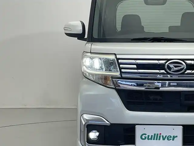 ダイハツ タント カスタム RS SAⅡ 滋賀県 2016(平28)年 9万km パールホワイトⅢ 純正７インチナビ/（Bluetooth/CD/DVD/フルセグTV)/両側パワースライドドア/レーンキープアシスト/ＬＥＤヘッドライト/プッシュスタート/スマートキー/リアサンシェード/ステアリングスイッチ/衝突被害軽減ブレーキ/ABS