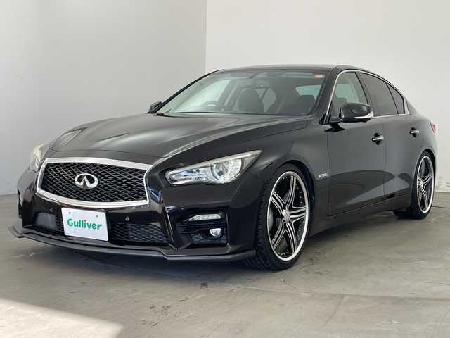日産 スカイライン ハイブリッド 350GT Type SP 兵庫県 2014(平26)年 6.8万km ガーネットブラック ・純正ナビ&BT&CD&DVD&USB&TV/・全方位カメラ/・サンルーフ/・革シート/・ビルトインＥＴＣ/・エマージェンシーブレーキ/・車線逸脱防止支援システム/・車線逸脱警報/・後側方衝突防止支援/・後側方車両検知/・後退時衝突防止支援/・前方衝突予測警報/・ブレーキアシスト/・車両接近通報装置/・ステアリングスイッチ/・革巻きステアリング/・パドルシフト/・前席パワーシート/・シートヒーター/・フロアマット/・ＢＯＳＥサウンドシステム/・レーダークルーズコントロール/・クリアナンスソナー/・アンビエントＬＥＤライトシステム/・ＷＡＬＤ20インチアルミホイール/・ＨＫＳハイパフォーマンス車高調/・ヒルスタートアシスト/・スマートキー/・LEDライト/・保証書/・取扱説明書