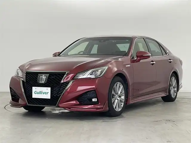 トヨタ クラウン ハイブリッド アスリートSJ-フロンティアLTD 群馬県 2017(平29)年 4.8万km ダークレッドマイカメタリック 純正8インチナビ/・AM/FM/CD/DVD/Blu-ray/SD/USB/AUX/Bluetooth/フルセグTV/バックカメラ/トヨタセーフティセンスP/・プリクラッシュセーフティシステム/・レーンディパーチャーアラート/・オートマチックハイビーム/・レーダークルーズコントロール(ブレーキ制御付)/クリアランスソナー(インテリジェントクリアランスソナー)/LEDヘッドランプ/Jフロンティアリミテッド 専用装備/・フロントグリル(漆黒メッキ)/・リヤライセンス/LEDリヤコンビネーションガーニッシュ(ダークスモークメッキ)/・王冠エンブレム(ダークスモークメッキ)/純正ビルトインETC/プッシュスタート/スマートキー×2本