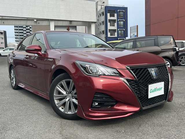 トヨタ クラウン ハイブリッド アスリートSJ-フロンティアLTD 群馬県 2017(平29)年 4.8万km ダークレッドマイカメタリック ワンオーナー/純正ナビ/CD/DVD/BD/BT/TV/バックカメラ/コーナーセンサー/ETC/追従クルコン /ウッドコンビハンドル/ドラレコ/黒ハーフレザーシート/前席シートヒーター/ステアリングヒーター