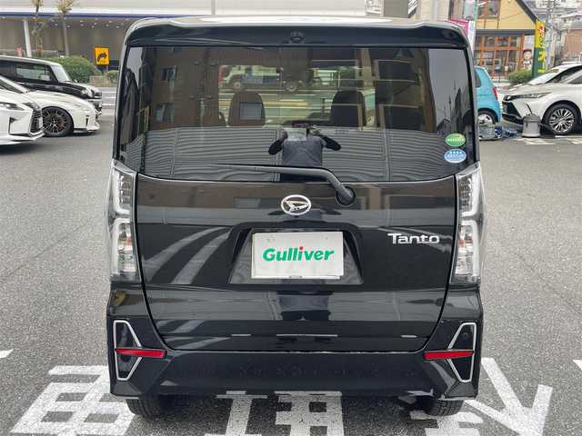 ダイハツ タント カスタム RS 広島県 2021(令3)年 0.8万km ブラックマイカメタリック ワンオーナー/純正９インチSDナビ/地デジ/全方位モニター/スマートアシスト/アダプティブクルーズコントロール/両側パワースライドドア/ハーフレザーシート/シートヒーター/LEDヘッドランプ/オートライト/LEDフロントフォグランプ/キーフリーシステム/スペアキー×１/ビルトインETC/社外１５インチアルミ/純正積み込み/新車時整備手帳/　　【保証書】/取扱説明書