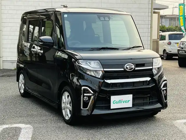 ダイハツ タント カスタム RS 大分県 2021(令3)年 0.9万km ブラックマイカメタリック ワンオーナー/純正SDナビ(NSZN-Y71DS)/【フルセグTV/Bluetooth/DVD/CD/SD/ラジオ】/外部端子接続：USB/純正前後録画ドライブレコーダー/全方位モニター/スマートアシスト/アダプティブクルーズコントロール/両側パワースライドドア/ハーフレザーシート/DN席シートヒーター/LEDヘッドランプ/オートライト/LEDフロントフォグランプ/キーフリーシステム/スマートキー2本/ビルトインETC/社外15インチアルミ/純正AW＋タイヤ積み込み/保証書/取扱説明書