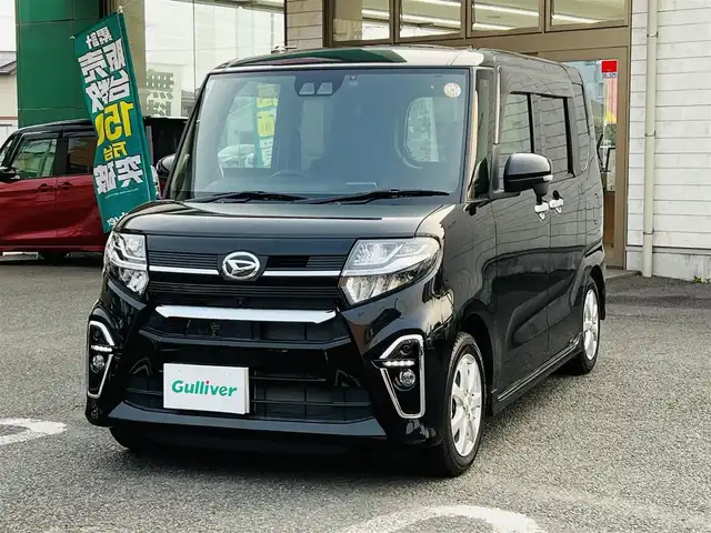 ダイハツ タント カスタム RS 大分県 2021(令3)年 0.9万km ブラックマイカメタリック ワンオーナー/純正SDナビ(NSZN-Y71DS)/【フルセグTV/Bluetooth/DVD/CD/SD/ラジオ】/外部端子接続：USB/純正前後録画ドライブレコーダー/全方位モニター/スマートアシスト/アダプティブクルーズコントロール/両側パワースライドドア/ハーフレザーシート/DN席シートヒーター/LEDヘッドランプ/オートライト/LEDフロントフォグランプ/キーフリーシステム/スマートキー2本/ビルトインETC/社外15インチアルミ/純正AW＋タイヤ積み込み/保証書/取扱説明書