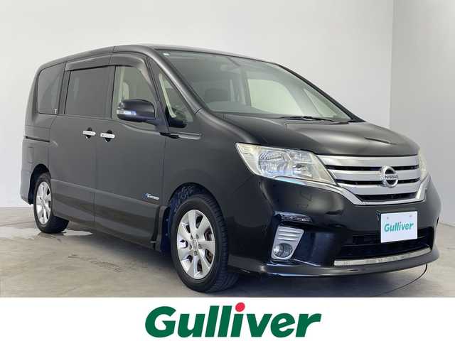日産 セレナ ハイウェイスター Sハイブリッド 鹿児島県 2012(平24)年 5.5万km スーパーブラック 禁煙車/社外ナビ/・AM/FM/CD/DVD/Bluetooth/フルセグ/クルーズコントロール/オートライト/電動格納ミラー/ウィンカーミラー/バックカメラ/純正フロアマット/アイドリングストップ/両側パワースライドドア/ウィンカーミラー/オートライト/サンシェード/ETC/純正16インチAW