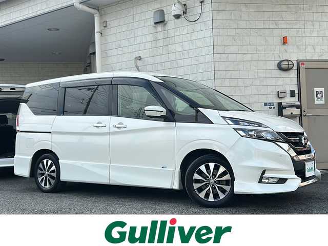 日産 セレナ ハイウェイスター 神奈川県 2017(平29)年 6.9万km ブリリアントホワイトパール ワンオーナー/純正ディーラーナビ/(CD/DVD/SD/AUX/USB/BT/フルセグTV)/全方位カメラ/両側パワースライドドア/エマージェンシーブレーキ/車線逸脱警告/横滑り防止装置/アイドリングストップ/クルーズコントロール/純正エアロ/ETC/前方ドライブレコーダー/オートライト/純正フロアマット/純正ドアバイザー/ISOFIX/スペアキー×1/保証書/取扱説明書