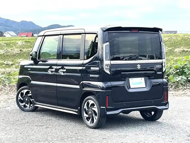 スズキ スペーシア カスタム HYBRID XS 新潟県 2024(令6)年 2万km ブルーイッシュブラックパール3 4WD/純正メモリナビ/BT/フルセグテレビ/全方位カメラ/衝突被害軽減ブレーキ/レーンキープアシスト/レーダークルーズコントロール/両側パワースライドドア/半革シート/シートヒーター /ステアリングヒーター/ステアリングスイッチ/コーナーセンサー/スマートキー/プッシュスタート/LEDヘッドライト/オートライト/オートハイビーム/フォグランプ/純正15インチアルミホイール