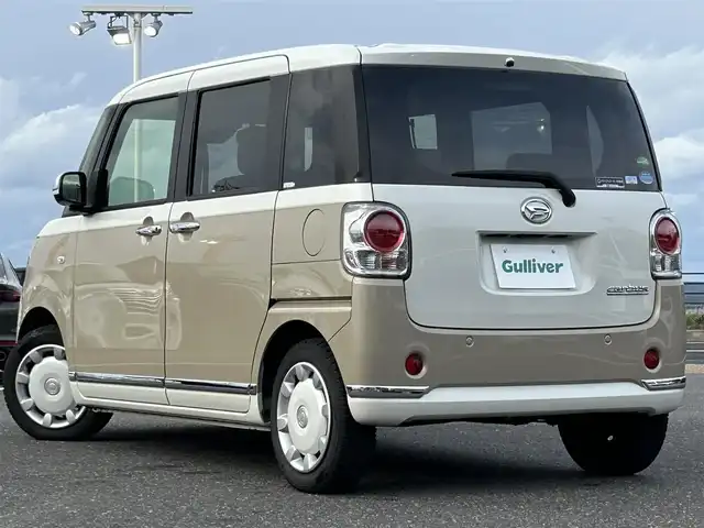 ダイハツ ムーヴ キャンバス G メイクアップ リミテッド　SAⅢ 島根県 2020(令2)年 6万km パールホワイトⅢ/ナチュラルベージュマイカメタリック 2トーン 純正SDナビ（Bluetooth・AM・FM・CD・DVD）/フルセグTV/全周囲カメラ/バックカメラ/フロントカメラ/サイドカメラ/ETC/純正ドライブレコーダー/両側パワースライドドア/コーナーセンサー/LEDヘッドライト/フォグランプ/オートライト/レーンキープアシスト/衝突被害軽減ブレーキ/横滑り防止装置/禁煙車/サマータイヤ付き