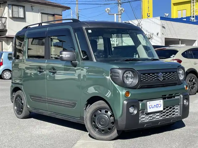 スズキ スペーシア ギア 山梨県 2019(令1)年 10.8万km ツールグリーンパールメタリック/ガンメタリック2トーンルーフ (株)IDOMが運営する【じしゃロン甲府店】の自社ローン専用車両になります。/こちらは現金またはオートローンご利用時の価格です。自社ローンご希望の方は別途その旨お申付け下さい/純正8インチメモリーナビ/（フルセグTV・DVD・CD・SD・BTオーディオ）/バックカメラ/両側パワースライドドア/ETC/スマートキー/前席シートヒーター/LEDヘッドライト/フォグランプ/オートライト/新車時保証書/取扱説明書