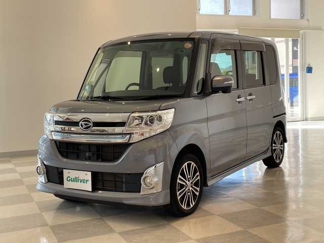 ダイハツ タント カスタム RS 福井県 2015(平27)年 5.5万km タングステングレーM 純正8インチSDナビ/フルセグTV/BT/DVD/CD/USB/SD/バックカメラ/ETC/両側パワースライドドア/オートライト/LEDヘッドライト/純正15インチアルミホイール/プッシュスタート/スマートキー×2/純正フロアマット/ステアリングスイッチ/盗難防止装置/アイドリングストップ/ベンチシート