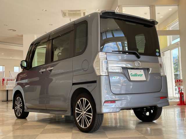 ダイハツ タント カスタム RS 福井県 2015(平27)年 5.5万km タングステングレーM 純正8インチSDナビ/フルセグTV/BT/DVD/CD/USB/SD/バックカメラ/ETC/両側パワースライドドア/オートライト/LEDヘッドライト/純正15インチアルミホイール/プッシュスタート/スマートキー×2/純正フロアマット/ステアリングスイッチ/盗難防止装置/アイドリングストップ/ベンチシート