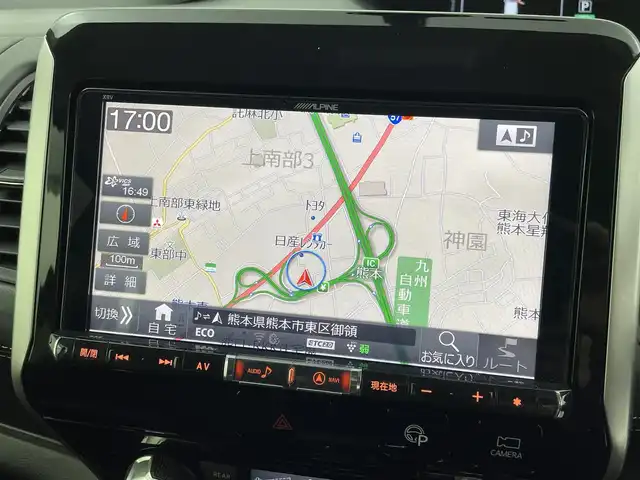 日産 セレナ ハイウェイスター 熊本県 2017(平29)年 7.4万km ダイヤモンドブラック ワンオーナー/禁煙車　/アルパインナビ（ＣＤ・ＤＶＤ・フルセグ・ＢＴ・ＳＤ）/全周囲カメラ　/純正前方ドライブレコーダー　/アルパイン後席モニター　/ビルトインＥＴＣ　/両側パワースライドドア　/クルーズコントロール/前後クリアランスソナー/衝突軽減ブレーキ/横滑り防止/アイドリングストップ/純正フロアマット/純正１６インチAW/オートライト/LEDヘッドライト/フォグライト/スマートキー/プッシュスタート/スペアキー1本/保証書/取扱説明書