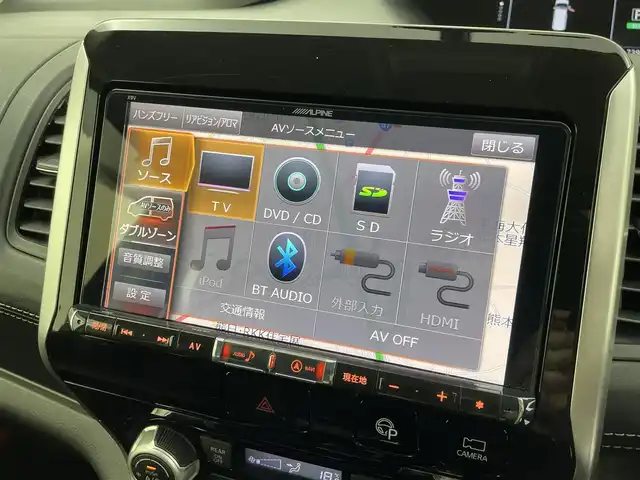 日産 セレナ ハイウェイスター 熊本県 2017(平29)年 7.4万km ダイヤモンドブラック ワンオーナー/禁煙車　/アルパインナビ（ＣＤ・ＤＶＤ・フルセグ・ＢＴ・ＳＤ）/全周囲カメラ　/純正前方ドライブレコーダー　/アルパイン後席モニター　/ビルトインＥＴＣ　/両側パワースライドドア　/クルーズコントロール/前後クリアランスソナー/衝突軽減ブレーキ/横滑り防止/アイドリングストップ/純正フロアマット/純正１６インチAW/オートライト/LEDヘッドライト/フォグライト/スマートキー/プッシュスタート/スペアキー1本/保証書/取扱説明書