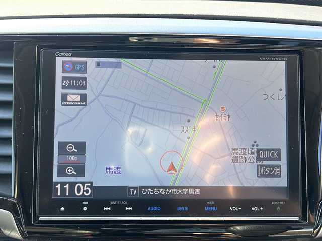 ホンダ オデッセイ ハイブリッド アブソルート ホンダセンシング 茨城県 2017(平29)年 9.2万km プレミアムヴィーナスブラックP 純正ナビ（VXM-175VFEi）/【フルセグTV/CD/DVD/Bluetooth】/バックカメラ/純正フリップダウンモニター/両側パワースライドドア/ホンダセンシング/衝突軽減ブレーキ/レーダークルーズコントロール/レーンキープアシスト/先行車発進お知らせ機能/横滑り防止装置/ECON/黒ハーフレザーシート/運転席パワーシート/純正17インチAW/オートライト/LEDヘッドライト/フォグランプ/革巻きステアリング/ステアリングスイッチ