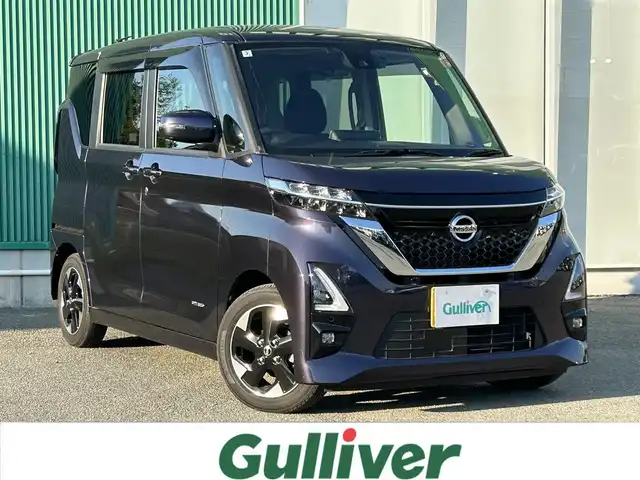 日産 ルークス ハイウェイスター X 福岡県 2022(令4)年 1.2万km アメジストパープル ワンオーナー/純正9型ナビ（BT/フルセグ/iPod/AUX/DISC/USB)/アラウンドビューモニター/バックカメラ/フロントカメラ/サイドカメラ/左側パワースライドドア/左側ハンズフリースライドドア/LEDヘッドライト/オートライト/純正14インチAW/アイドリングストップ/横滑り防止装置/コーナーセンサー/レーンキープアシスト/盗難防止装置/衝突軽減システム/スマートキー/ETC/純正前方ドライブレコーダー/保証書