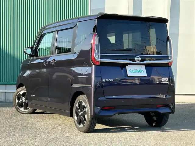 日産 ルークス ハイウェイスター X 福岡県 2022(令4)年 1.2万km アメジストパープル ワンオーナー/純正9型ナビ（BT/フルセグ/iPod/AUX/DISC/USB)/アラウンドビューモニター/バックカメラ/フロントカメラ/サイドカメラ/左側パワースライドドア/左側ハンズフリースライドドア/LEDヘッドライト/オートライト/純正14インチAW/アイドリングストップ/横滑り防止装置/コーナーセンサー/レーンキープアシスト/盗難防止装置/衝突軽減システム/スマートキー/ETC/純正前方ドライブレコーダー/保証書