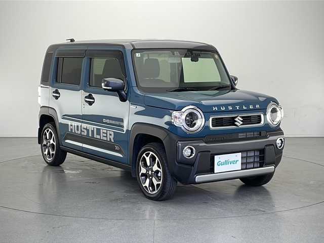 スズキ ハスラー HYBRID X 長野県 2025(令7)年 0.2万km デニムブルー ガンメタリック 2トーン Bluetooth/FM/AM/クルーズコントロール（追従あり）/レーンキープアシスト/コーナーセンサー（後のみ）/ドライブレコーダー（前後）/横滑り防止装置/盗難防止装置/衝突被害軽減システム/シートヒーター（前席）/スマートフォン連帯/アイドリングストップ/電動格納ミラー/オートライト/オートマチックハイビーム/純正夏タイヤ/純正フロアマット/LEDヘッドライト/スマートキー/ドアバイザー