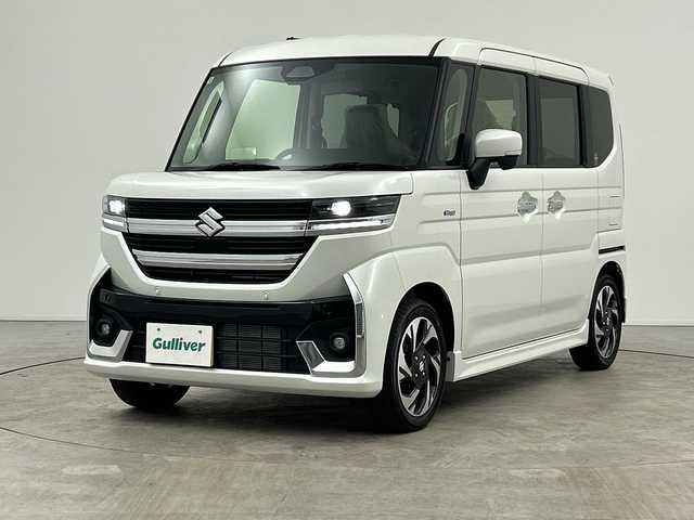 スズキ スペーシア カスタム HYBRID XS 三重県 2024(令6)年 0.1千km ピュアホワイトP /禁煙車//全方位カメラ9型ナビ/　フルセグTV/CarPlay/Android Auto//両側パワースライドドア//前席シートヒーター//両側パワースライドドア//全方位モニター//衝突軽減ブレーキシステム//HUD//ステアリングヒーター//レーダークルーズコントロール//前後コーナーセンサー//オートライト//保証書//取扱説明書//スペアキー