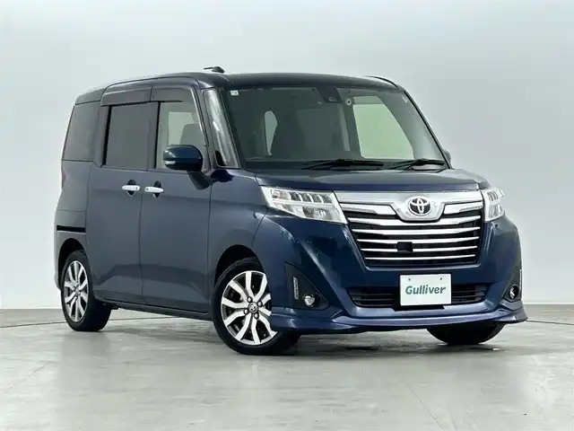 トヨタ ルーミー カスタムG－T 福島県 2018(平30)年 3.5万km レーザーブルークリスタルシャイン スマートアシスト/・衝突被害軽減ブレーキ/・レーンキープアシスト/社外ナビ/・型番：AVN-R8W/・フルセグTV/Bluetooth/CD/DVD/MSV/・バックカメラ/・ETC/・前後ドライブレコーダー/両側パワースライドドア/アイドリングストップ/クルーズコントロール/革巻きステアリング/・ステアリングリモコン/シートヒーター(運転席/助手席)/プッシュスタート/・スマートキー/・スペアキー/LEDヘッドライト/・オートライト/・フォグライト/純正フロアマット/ドアバイザー/取扱説明書/保証書