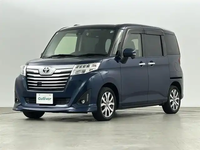 トヨタ ルーミー カスタムG－T 福島県 2018(平30)年 3.5万km レーザーブルークリスタルシャイン スマートアシスト/・衝突被害軽減ブレーキ/・レーンキープアシスト/社外ナビ/・型番：AVN-R8W/・フルセグTV/Bluetooth/CD/DVD/MSV/・バックカメラ/・ETC/・前後ドライブレコーダー/両側パワースライドドア/アイドリングストップ/クルーズコントロール/革巻きステアリング/・ステアリングリモコン/シートヒーター(運転席/助手席)/プッシュスタート/・スマートキー/・スペアキー/LEDヘッドライト/・オートライト/・フォグライト/純正フロアマット/ドアバイザー/取扱説明書/保証書