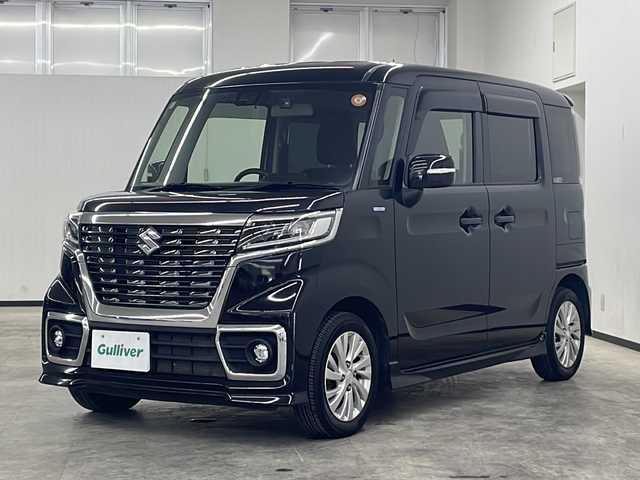 スズキ スペーシア カスタム HYBRID GS 長崎県 2020(令2)年 7.8万km ブルーイッシュブラックパール3 ワンオーナー/社外ナビ（MDV-S706W）/オートライト/ドライブレコーダー/衝突軽減システム/車線逸脱システム/コーナーセンサー/片側パワースライドドア/ETC/運転席シートヒーター/ステアリングスイッチ/14インチ純正AW/純正フロアマット